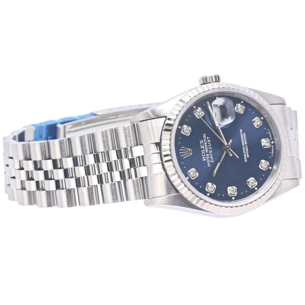 Pre-Owned ROLEX Datejust 10P Diamond 16234G Men's Watch 18K White Gold x Stainless Steel 40300
