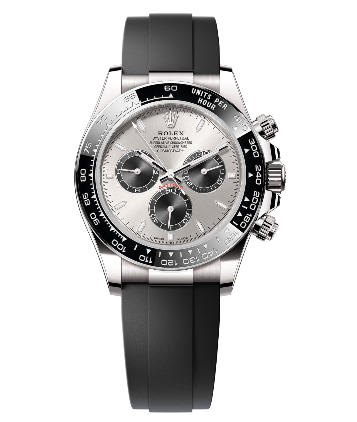 Pre-Owned Rolex Cosmograph Daytona 116519LN-0006 â€“ White Gold with Black Ceramic Bezel & Oysterflex Rubber Strap