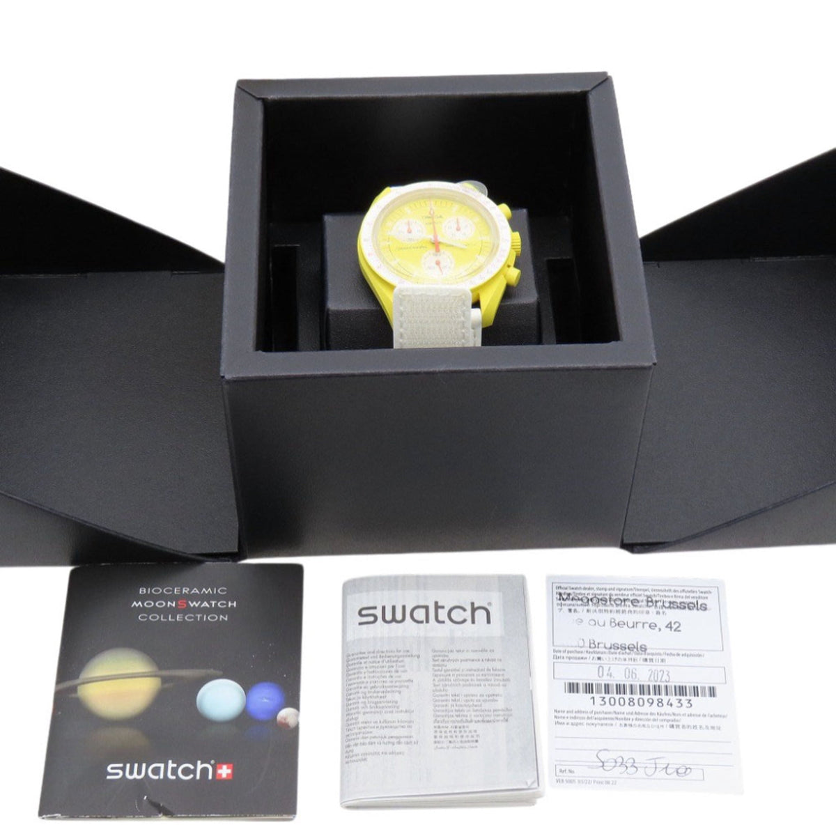 Pre-Owned Omega x Swatch Mission to the Sun Speedmaster SO33J100 Quartz Watch with...