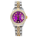 Pre-Owned Rolex Datejust 26MM 6917 Purple Diamond Dial Diamond Bezel Two Tone Yellow Gold Semi Diamond Jubilee Bracelet