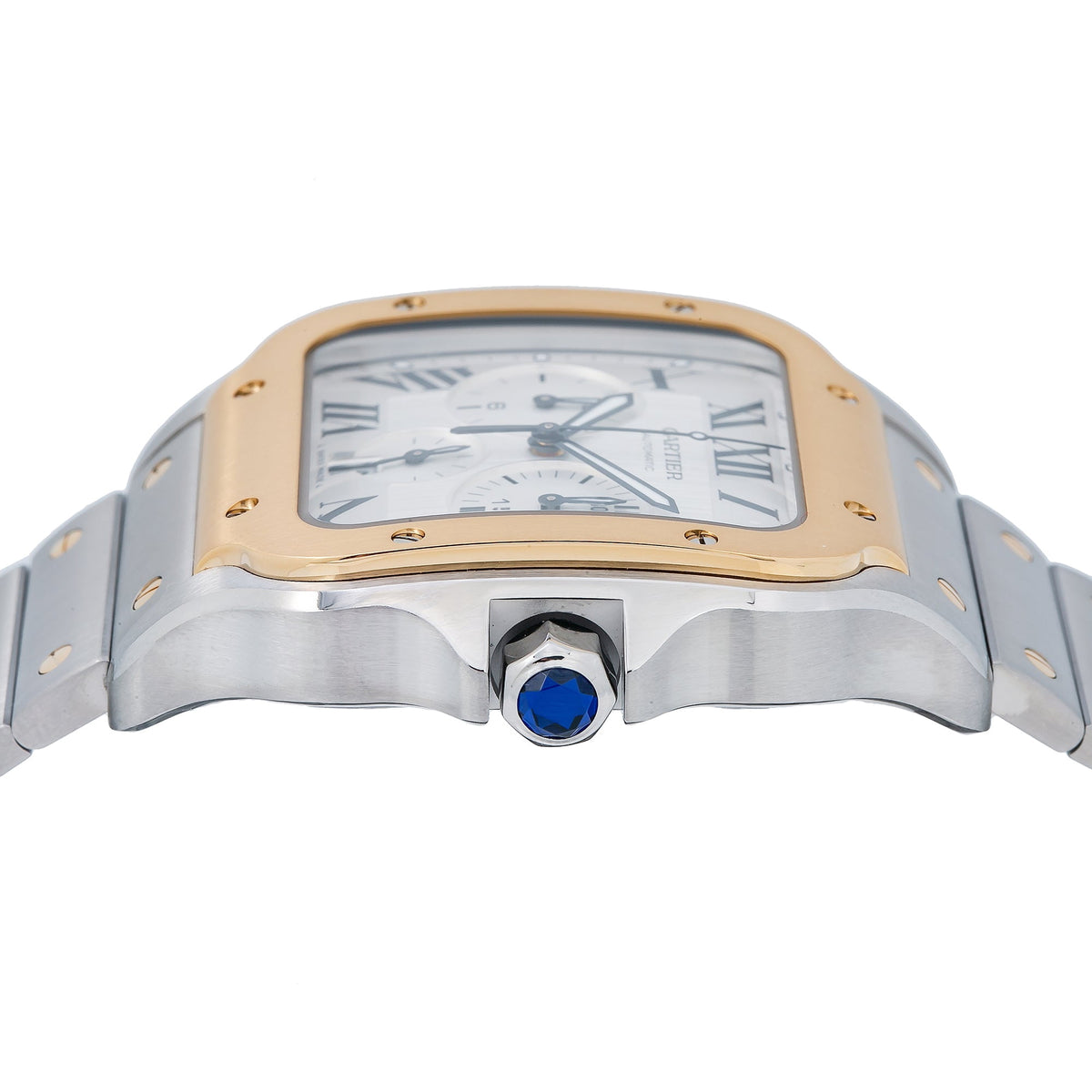 Pre-Owned Cartier Santos W2SA0008 43mm White Dial With Two Tone Bracelet