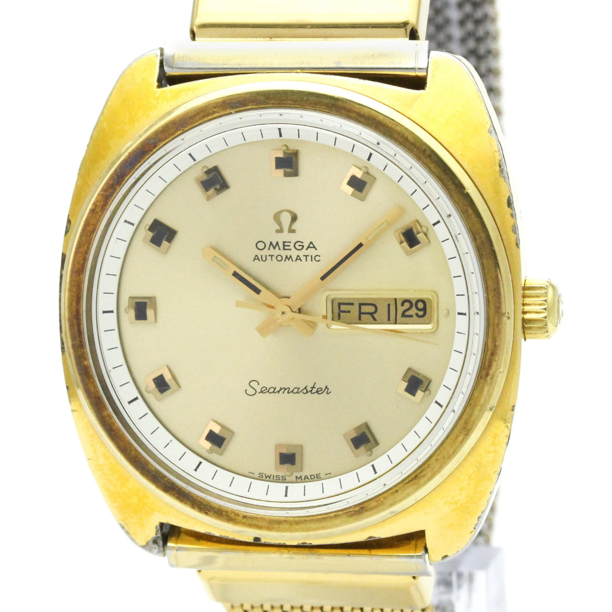 Pre-Owned OMEGA Seamaster Day Date Cal 752 Gold Plated Automatic Watch 166.064 Vintage