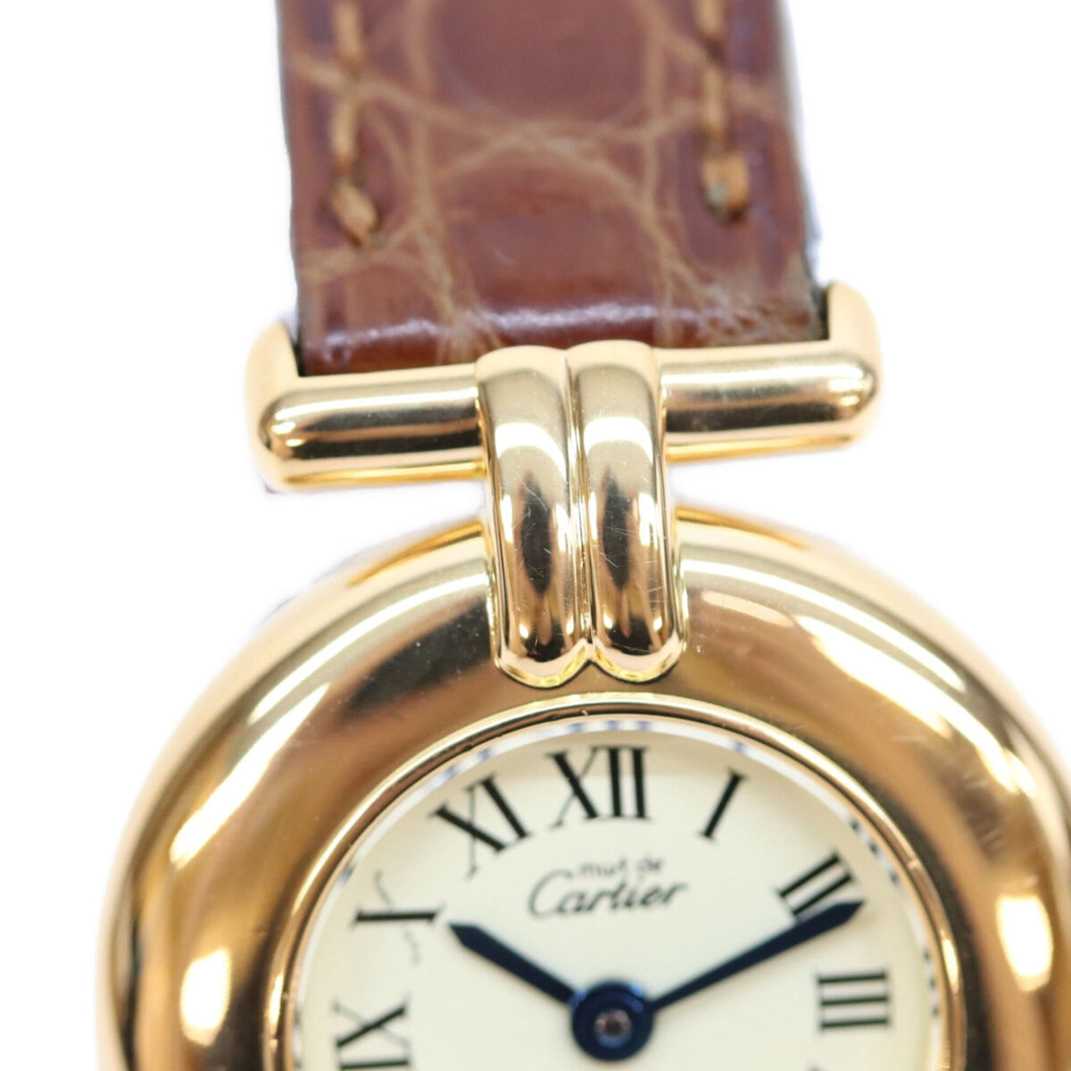 Pre-Owned Cartier W1000653 925 Must Colisée SM Ivory Roman Dial Vermeil Quartz Watch Gold...