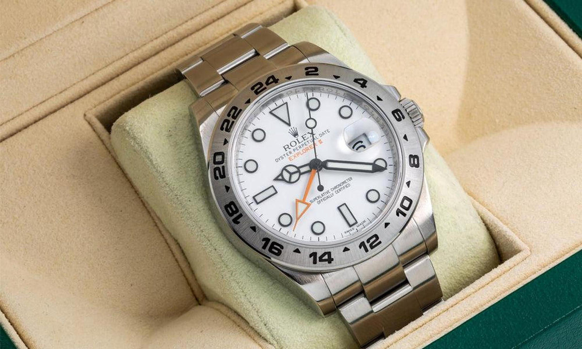 Pre-Owned Rolex Explorer II 42MM 216570 Polar White Dial Stainless Steel Bezel Stainless Steel Oyster Bracelet