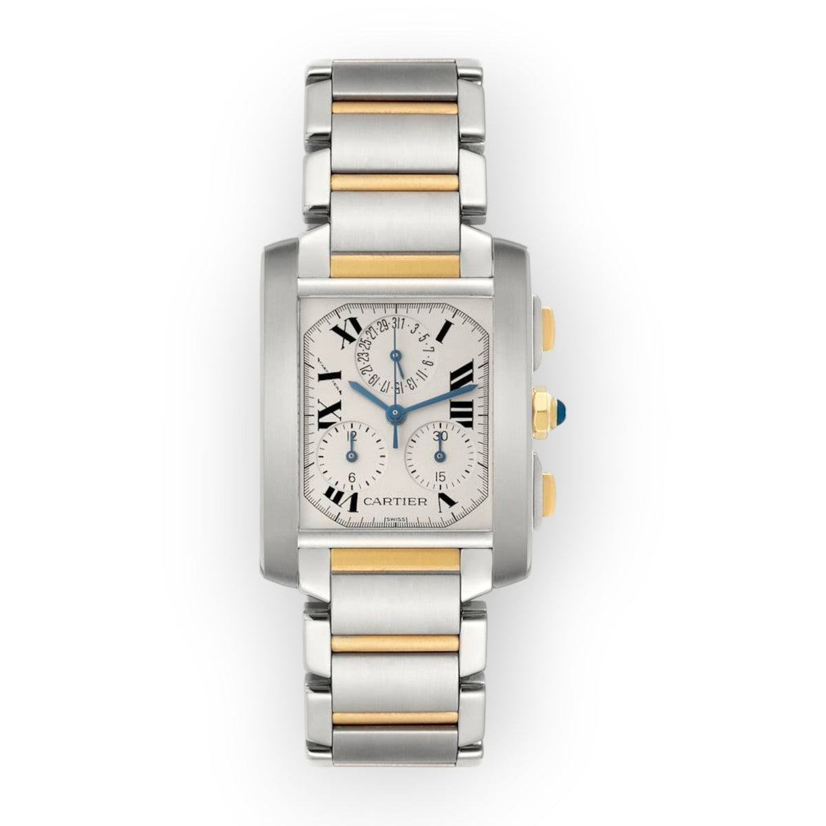 Pre-Owned Cartier Tank Française Chronograph W51004Q4 – 28mm White Dial | Stainless Steel Bracelet