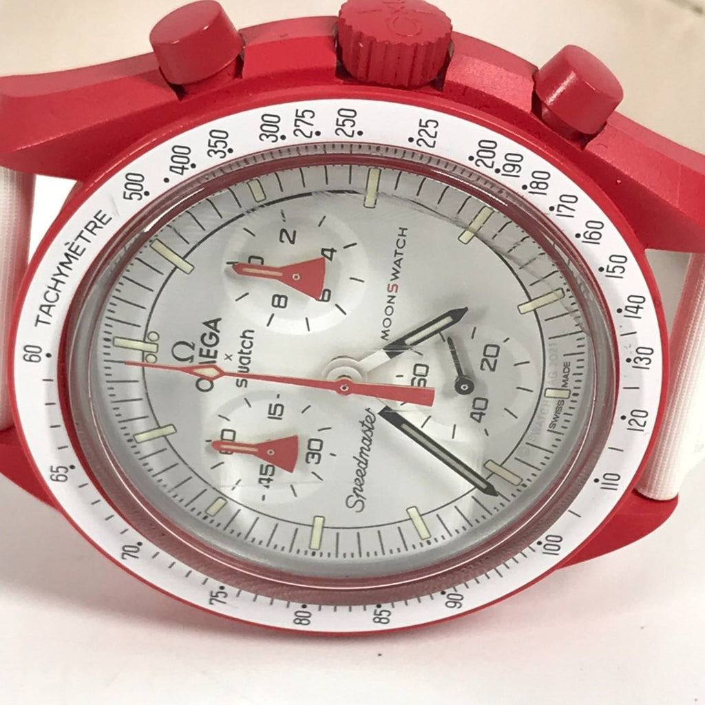 Pre-Owned OMEGA Swatch SO33R100 Omega collaboration Moon MISSION TO MARS Mars watch for women,...