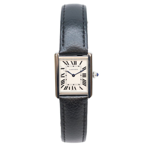 Pre-Owned Cartier WSTA0030 Tank Solo SM Quartz Watch with Silver Dial - Men's
