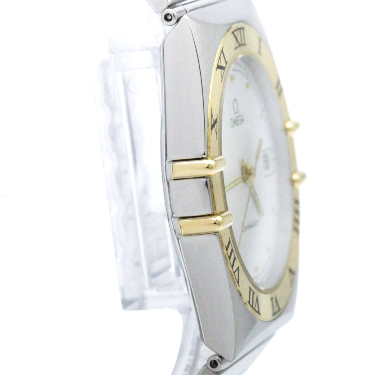 Pre-Owned OMEGA Constellation 18K Gold Steel Quartz Mens Watch 396.1070 Polished
