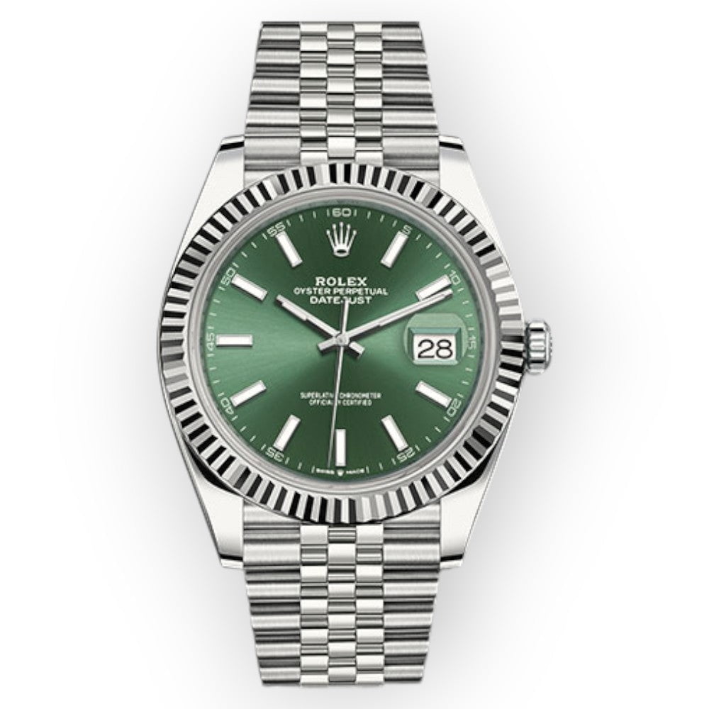 Pre-Owned Rolex Datejust 126334 41mm Mint Green Dial With Jubilee