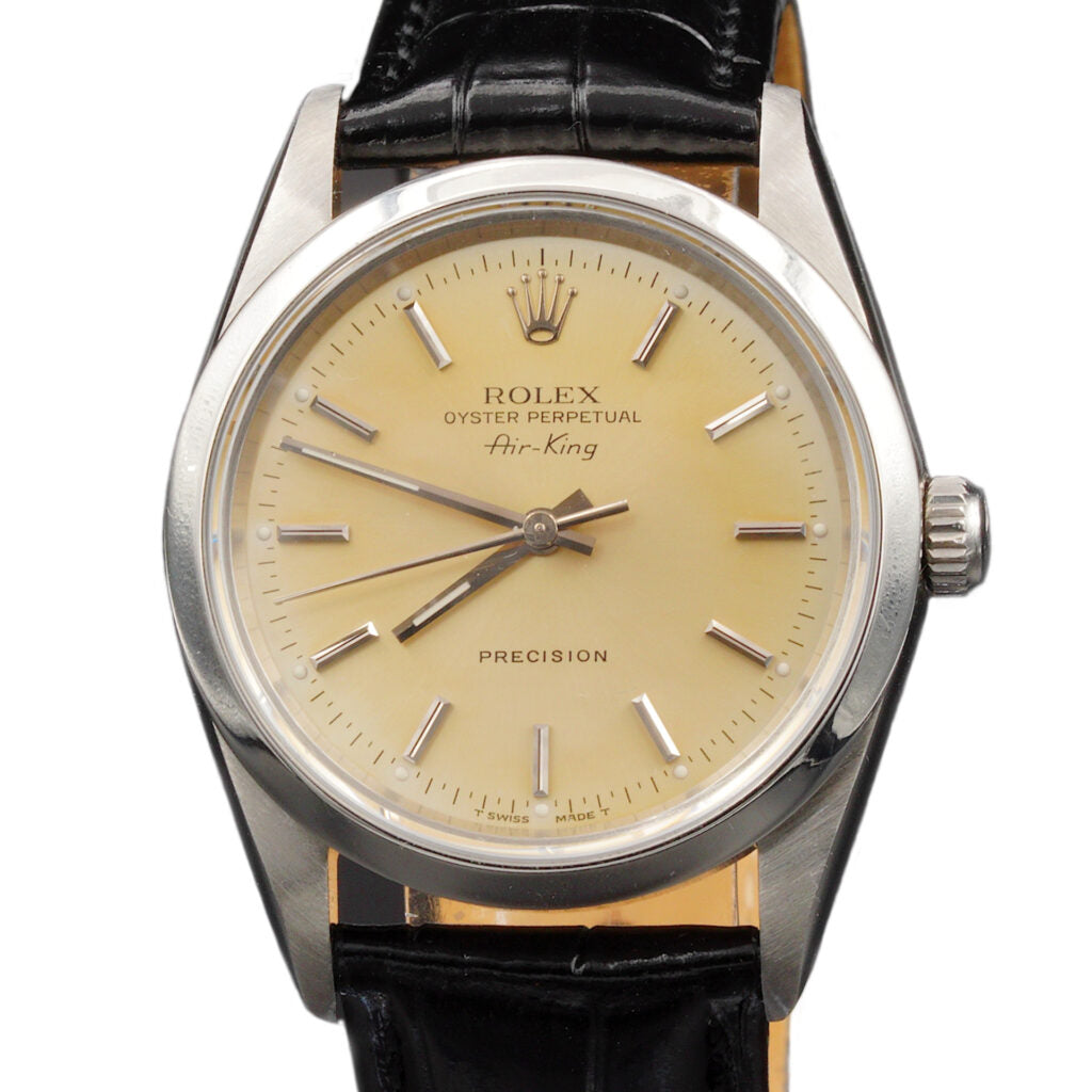 Pre-Owned Mens Rolex Stainless Steel Air-King Ref. 14000 Watch Silver Dial