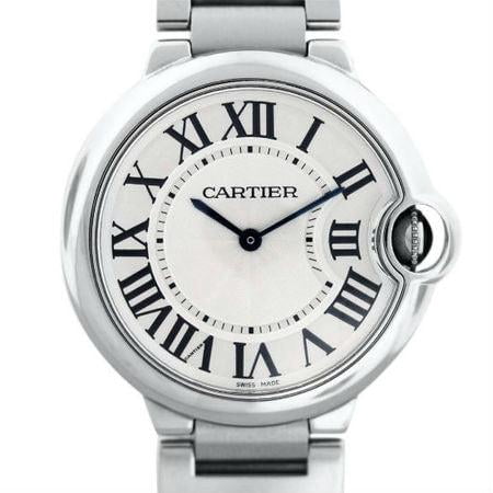 Pre-Owned Cartier Ballon Bleu 36MM W69011Z4 / 3005 Silver Roman Dial Stainless Steel Bracelet