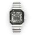 Pre-Owned Cartier Santos Steel ADLC WSSA0037 Grey Dial Mens Watch